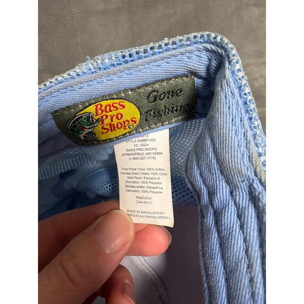 Bass Pro Shops Unisex Trucker Hat One Size Light Blue Mesh Snapback Logo Patch - Picture 6 of 11